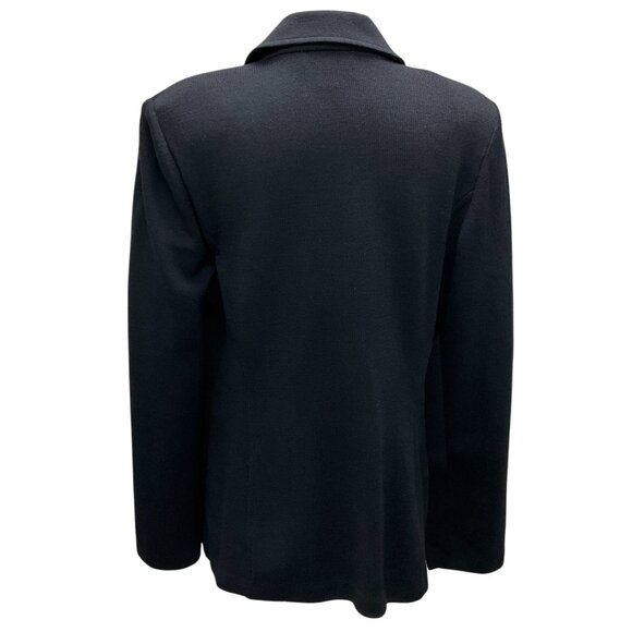 St. John Collection Navy Blue 2018 Button-Front Wool Knit Jacket - Picture 3 of 4